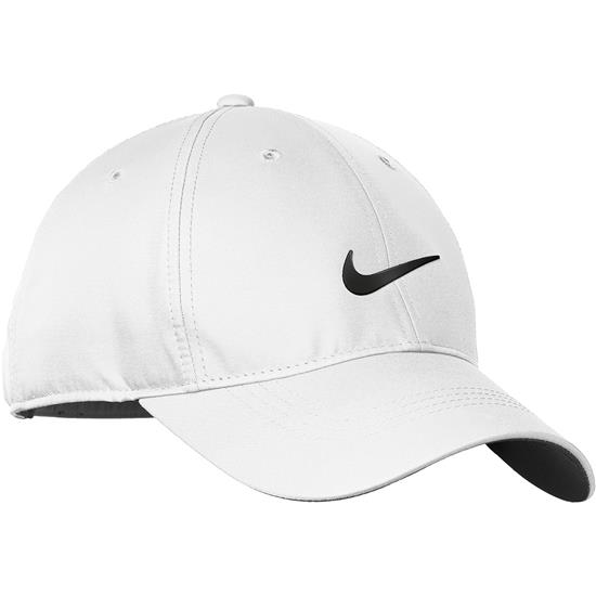 Nike Men's Dri-FIT Swoosh Front Custom Logo Hat - White-Black Golfballs.com