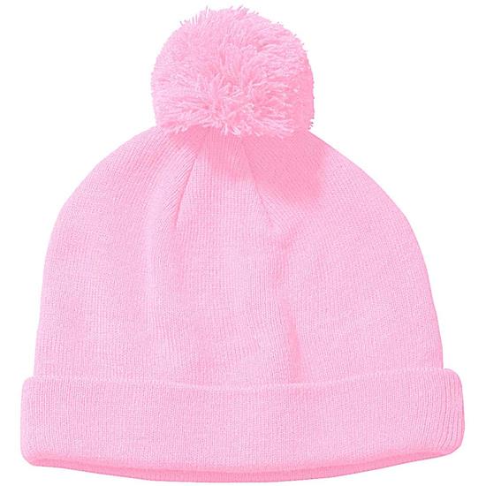 Logo Men's Knit Pom Beanie - Pink Golfballs.com