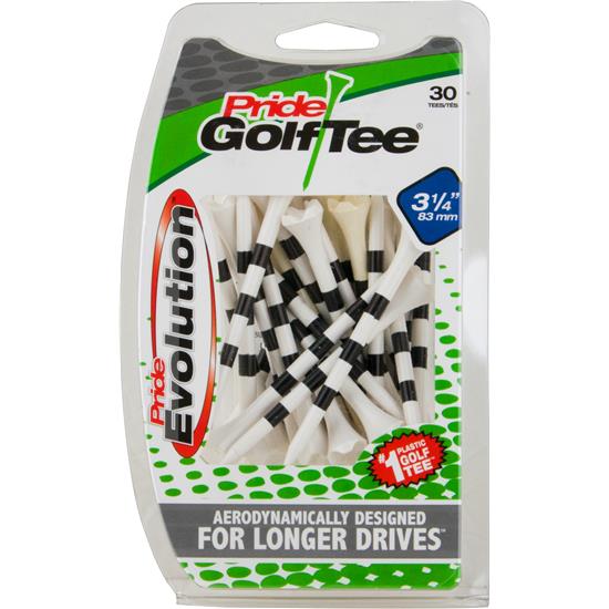 Pride Sports Evolution Striped Plastic Golf Tees 31/4 Inch White