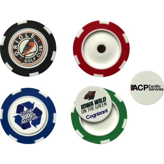 Logo Golf Poker Chip with Removable Ball Marker Black