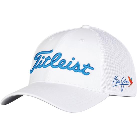 Titleist Men S Tour Sports Mesh Fitted Hat White Strong Blue S M 2 M L 5 L Xl 5 Golfballs Com