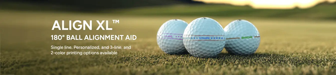 AlignXL Golf Balls | 180 degree ball alignment aid