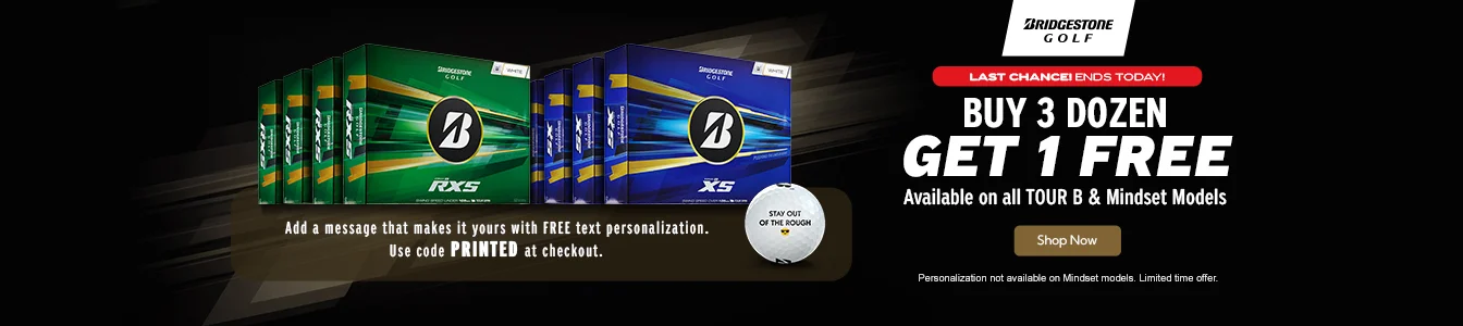 Limited Time Offer - Bridgestone TOUR B Golf Balls now Buy 3 Get 1 Free Personalized Golf Balls | Shop Now