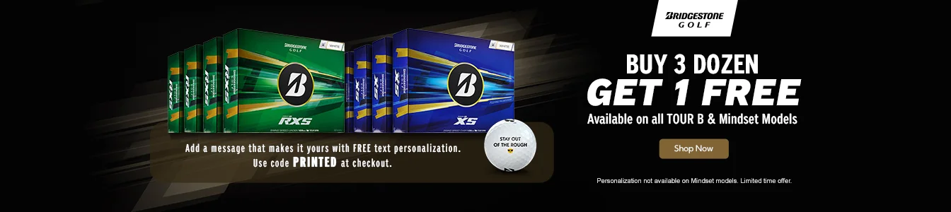 Limited Time Offer - Bridgestone TOUR B Golf Balls now Buy 3 Get 1 Free Personalized Golf Balls | Shop Now