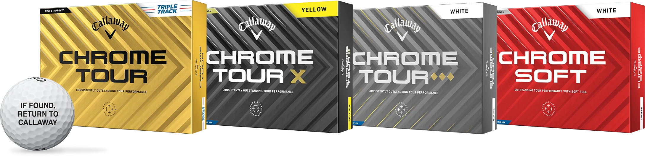 Callaway Chrome Tour, Chrome Tour X, Chrome Tour Triple Diamond, and Chrome Soft