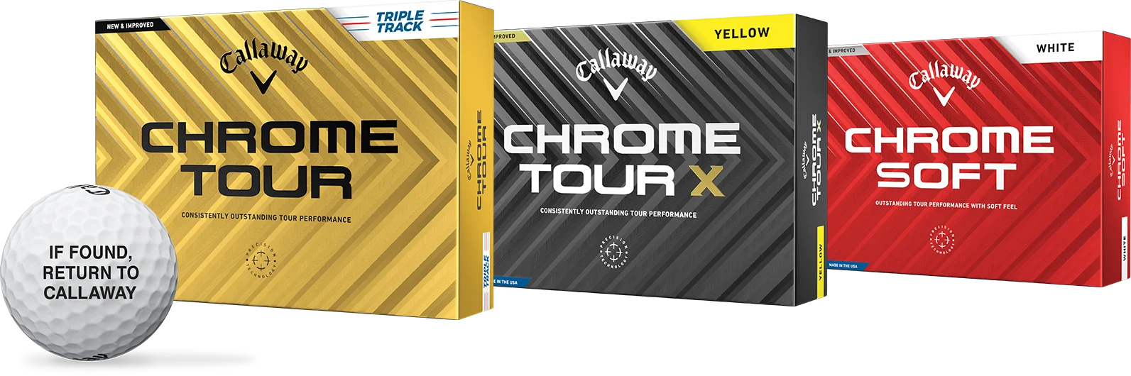 Callaway Chrome Tour, Chrome Tour X, and Chrome Soft