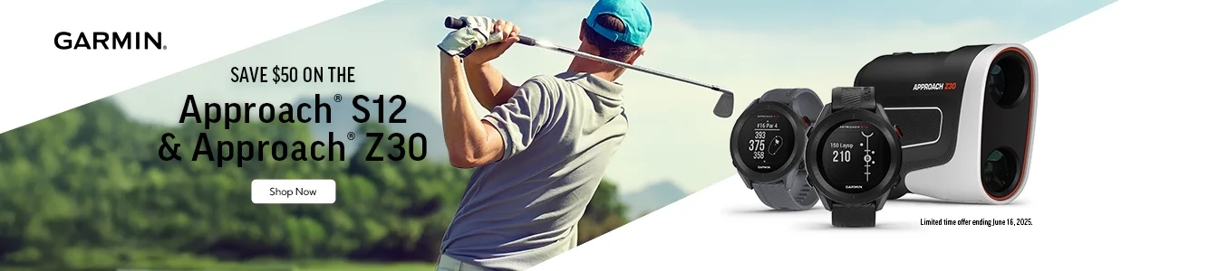 Limited Time Offer - Save $50 on Garmin Approach S12 GPS Watch and Z30 Rangefinder | Shop Now
