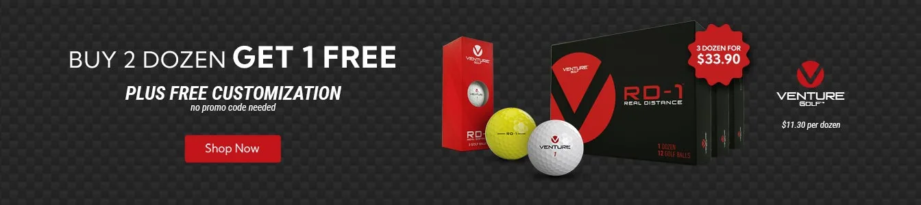 Buy 2 Dozen Custom Logo Venture Golf RD-1 Golf Balls Get 1 Dozen Free