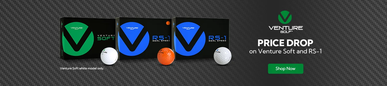 Price Drop on Venture Golf's Venture Soft and RS-1 Golf Balls | Shop Now | Venture Soft white model only.