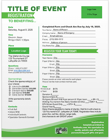 Free Golf Tournament Registration Form Template Golf Tournament