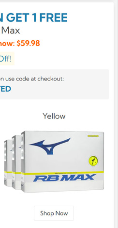 Mizuno RB Max Yellow Golf Balls Buy 2 DZ Get 1 DZ Free/RB Max Yellow Golf Balls Buy 2 DZ Get 1 DZ Free