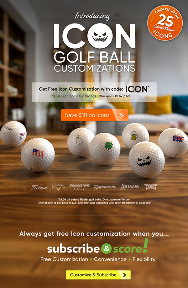 Free Icon Customization on Select Golf Balls from Top Brands! ($5.00 off on Titleist golf balls)