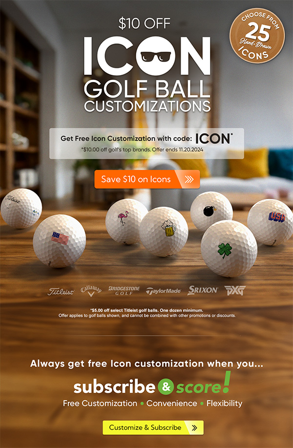 Free Icon Customization on Select Golf Balls from Top Brands! ($5.00 off on Titleist golf balls)