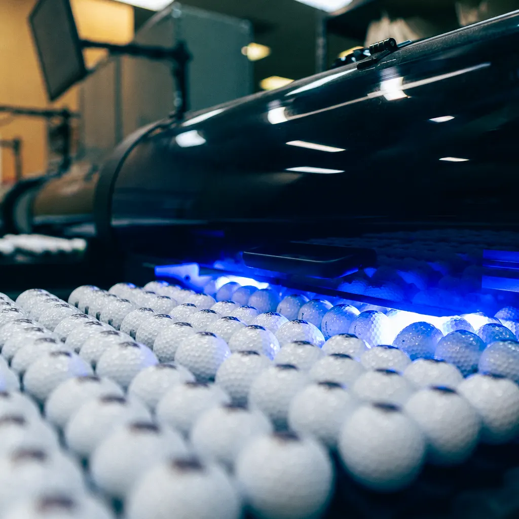 LogoJet printer printing on a golf ball